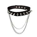 Miniatyrbillede 1 af 5: Punk Goth Metal Spike Studded Link Læder Halskæde Choker Halskæde