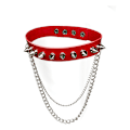 Miniatyrbillede 5 af 5: Punk Goth Metal Spike Studded Link Læder Halskæde Choker Halskæde