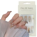 Miniatyrbilde 2 av 5: 24 stk gjenbrukbare fulldekkende falske neglesett, mellomlang trykk på negler