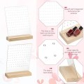 Miniatyrbillede 4 af 5: 2 stk. 120 huller akryl øreringeholdere til piger klare øreringe arrangør display pegboards med træbaser ørestikker display
