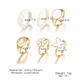 Miniatyrbillede 3 af 5: 6 stk. ringsæt guld stablebare ringe søde ringe, kno ringe smør