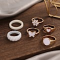 Miniatyrbillede 4 af 5: 6 stk. ringsæt guld stablebare ringe søde ringe, kno ringe smør