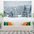 Miniatyrbild 3 av 5: Vinter snö gobeläng julunderland skog bokeh cool snöflinga