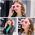 Miniatyrbilde 2 av 5: 152mm rosa plysj fuzzy flat top mote firkantet store nyanser punk myk