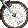Miniatyrbillede 2 af 5: Cykelhjul eger - 140 stk farverige stjerne cykel eger dekorationer hjul eger perle barn cykel tilbehør