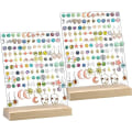 Miniatyrbillede 1 af 5: 2 stk. 120 huller akryl øreringeholdere til piger klare øreringe arrangør display pegboards med træbaser ørestikker display