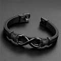 Miniatyrbillede 3 af 4: Unisex læderarmbånd med uendelighedstegn symbolsk kærlighedsmode flet