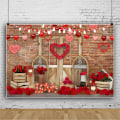 Miniatyrbilde 1 av 4: Valentine's Day festbakgrunn for fotografering Rustikk tregulv murstein