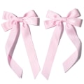 Miniatyrbild 1 av 5: 2 st silkesatin hårslingor rosa hårband klämmor för kvinnor hästsvans H