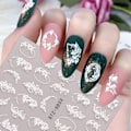 Miniatyrbild 4 av 5: Prägling Fjäril Nagelkonst Dekaler 5D Självhäftande Design Nagelkonst Tillbehör Utsökt Lyxig Blomma Blad Spetsmönster  (6 ark)