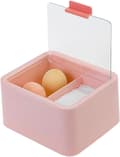 1 st bomullspinnhållare, förvaringsställ med transparent lock, bomullsrondellbox, rosa