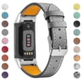 Fitbit Charge 6/5 Justerbar Rem i Ægte Læder - Premium Lyse Rosa Rem Grå Fitbit Charge 6 Grå 6, Grå Grey