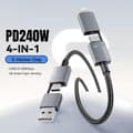 Pikkukuva 3 / 5: ESSAGER 0.25m 4-in-1 USB-A / Type-C - Type-C / iP punottu datakaapeli PD 240W pikalatauskaapeli MultiColor