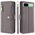 Kompatibel med Google Pixel 8a telefonfodral PU-läder skyddsfodral med dragkedjeplånbok Grey