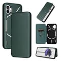 För Nothing Phone 1 Flipfodral i kolfibertextur i läder Green