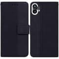 For Nothing Phone 1 Geometrisk preget flip-skinntelefonveske Black