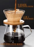 Miniatyrbillede 2 af 5: Hæld-over kaffebrygger - 300 ml glaskaraffel kaffeserver med kaffedrypper/filter i glas, kaffebrygger til drypkaffe 300ml