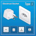 Miniatyrbilde 4 av 5: Sveits Type J Pluggadapter 3-pakning Universal Reisebruk White