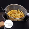 Miniatyrbillede 2 af 8: Friturekurv i rustfrit stål, rund trådkurv med foldbart håndtag, til køkkenfriture.