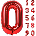 Pikkukuva 1 / 5: 40 tuuman punainen suuret numerot 0-9 syntymäpäiväjuhlan koristeet heliumfolio Mylar iso numero ilmapallo digitaalinen nolla