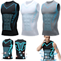 Pikkukuva 1 / 7: Vitaboost Vest -puristuspaita, Maynox Vita Bboost Vest, Muotoileva liiviversio Ioninen muotoileva hihaton paita Miehille Mukava Hengittävä Black-Gray-White S