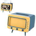 Miniatyrbilde 1 av 5: Retro TV-formet serviettboksholder med telefonholderstativ for multifunksjonell serviettboksholder Kjøkken Soverom Kontor Stue Bad Servietter Deksel Gul