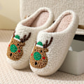 Miniatyrbillede 1 af 7: RUYI Jule-Tøfler til Kvinder og Mænd - Plys Tøfler, Vintertøfler Varme og Fluffy, Skridsikre Letvægts Bløde Tøfler, Julegaver Christmas deer-green 36-37 (suitable for size 35-36)