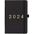 Miniatyrbillede 1 af 5: 2024 Planlægger Faux Læder Cover 12 Månedlig Ugentlig Agenda Notebook med Elastisk Lukning Loop Serie Agenda Notebook, Sort, 1stk