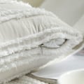 Miniatyrbilde 3 av 5: Boho dekorative putetrekk, nøytrale stripete putetrekk 24X24 sett med 2, beige bomullslin putetrekk for sofa stue.