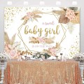 Pikkukuva 2 / 5: Boho Bohemian Floral Sweet Baby Girl Tausta 7x5ft Baby Shower Blush Pink Flower Pampas Grass Gold Dots Juhlan Koristeet Vastasyntyneen Tausta