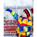 Miniatyrbild 2 av 5: 4 par barn fleecehandskar vinter varma handskar full finger polar vantar för pojkar flickor barn utomhusaktiviteter, kunglig blå, blå, grå, svart, M