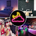 Miniatyrbild 4 av 4: Neon skylt, moln och måne för väggdekor USB-driven LED-neonskyltar för sovrum barnrum bröllopsfestdekoration, ljusstyrka justerbar-rosa gul