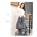 Miniatyrbillede 4 af 5: Kvinder Lærred Tote Håndtasker Multi-lomme Retro Casual Skuldertaske Top Håndtag Satchel Tote Pung