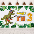 Pikkukuva 1 / 5: Roar I'm 3 Syntymäpäivätausta Banneri Dinosaurus Teema 3-vuotiaan Syntymäpäivävalokuvaus Tausta Roar Kolme Dinosaurus Syntymäpäiväjuhlan Koristeet Pojille