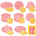 Miniatyrbild 1 av 5: Jul Cookie Cutters Set om 8, Plast Cookie Cutters för Jul, Nyår, Präglad Font för Bakning