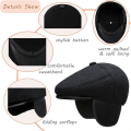 Miniatyrbilde 5 av 5: Vinterflatcaps for menn med øreklaffer i ullblanding, varm newsboy-lue, derby-lue, irske luer, lue for menn, utendørs, jakt, golf, vinterlue (grå 55-60 cm)