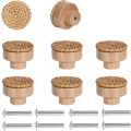 Miniatyrbillede 1 af 5: 8 stk. Rattan skabsknop til køkken, møbelgreb, køkkenmøbeldørknopper, runde træskuffer til køkken, soveværelse, kommode, udskiftning,