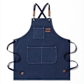 Miniatyrbillede 1 af 3: Mænds Unisex Canvas Denim Forklæde Køkken Madlavning Workshop Vaskbar Arbejdsforklæder Blue
