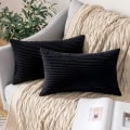 Miniatyrbillede 1 af 5: Pakke med 2 fløjls pudebetræk 12 x 20 tommer lændepudebetræk sorte pudebetræk til sofa soveværelse sofa