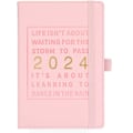 Miniatyrbillede 1 af 5: 2024 Planlægger Kunstlæder Cover 12 Månedlige Ugentlige Agenda Notesbog med Elastisk Lukning Loop Serie Agenda Notesbog, PINK, 1stk