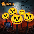 Pikkukuva 1 / 5: Halloween-kurpitsavajapaalut, 5 kpl, valaistut 3D-kurpitsat ulkokäyttöön, vedenpitävät puutarhaan, polulle ja pihan koristeluun