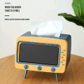 Miniatyrbilde 3 av 5: Retro TV-formet serviettboksholder med telefonholderstativ for multifunksjonell serviettboksholder Kjøkken Soverom Kontor Stue Bad Servietter Deksel Gul