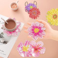 Miniatyrbild 4 av 5: Diamantmålning Underlägg med Hållare, Diamantkonst Underlägg Kits för Nybörjare, Liten Diamantmålning Kit Konst Hantverksmaterial (6 st Blomma)