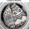 Miniatyrbild 5 av 5: Bomullsrundmatta, bohemisk mandala-matta med fransar, halkfri vardagsrumsmatta för sovrum (60 cm, grå)
