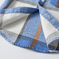 Miniatyrbilde 3 av 4: Rutete skjorte med korte ermer for gutter, barneskjorter med knapper, rutete sommerklær for 1-8 år Light Blue 3-4Y