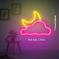 Miniatyrbild 2 av 4: Neon skylt, moln och måne för väggdekor USB-driven LED-neonskyltar för sovrum barnrum bröllopsfestdekoration, ljusstyrka justerbar-rosa gul