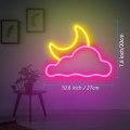 Miniatyrbillede 2 af 4: Neon skilt, sky og måne til vægdekoration USB-drevet LED-neonskilte til soveværelse børneværelse bryllupsfest dekoration, lysstyrke justerbar-pink gul