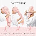 Pikkukuva 7 / 8: Suuri mikrokuitupyyhe naisille, anti-frizz pyyhe kuminauhalla | Erittäin imukykyinen | Speed ​​Pyyhe Pink