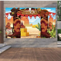 Miniatyrbild 5 av 5: Western Cowboy Bakgrund Vilda Västern Cowboy Tema Fest Banner Öken Kaktus Rustik Trä Wanted Skylt Bakgrund Vilda Västern Fest Banner Dekorationer