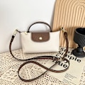 Miniatyrbilde 2 av 7: Mote Colorblock Mini Crossbody Veske for Kvinner, Ensfarget Firkantet Veske med Justerbar Stropp, Elegant Håndveske Off-white